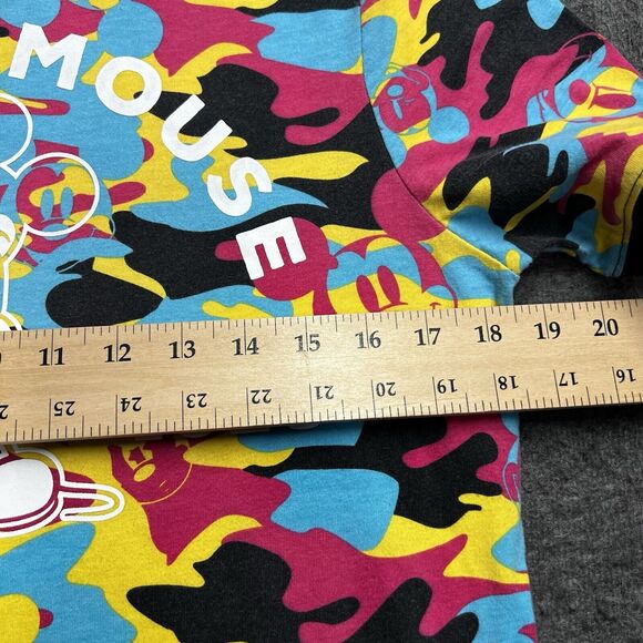 Disney Parks Mickey Mouse Camo Shirt Women Size Small Ringer All Over Mickey - Picture 6 of 7